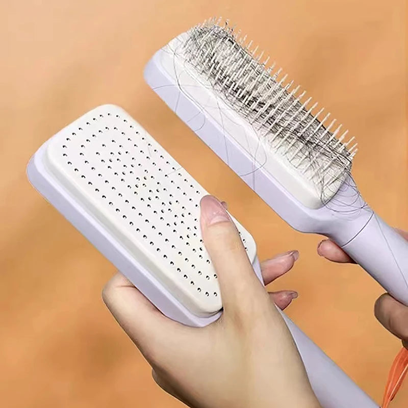 One Key Cleaning Hairbrush